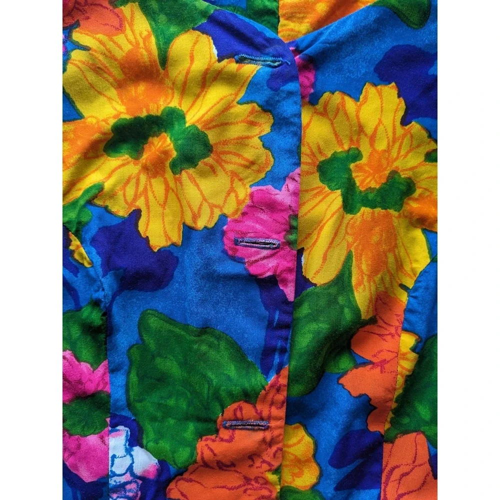 Handmade Vintage 70s Psychedelic Floral Palazzo Jumpsuit XS Mod Wide Leg